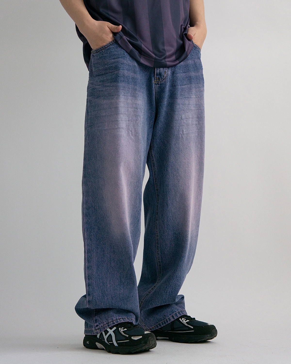 FRT embo washed purple denim pants (1C)
