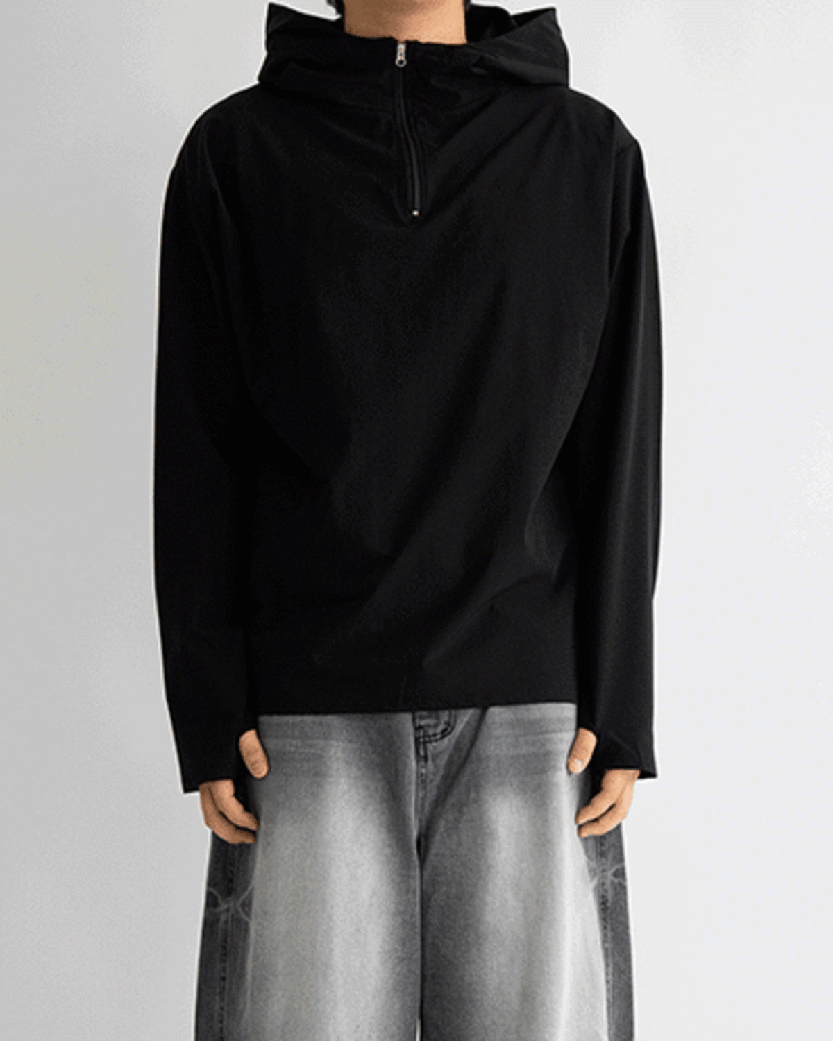 B half zip-up nylon hoodie (2C)