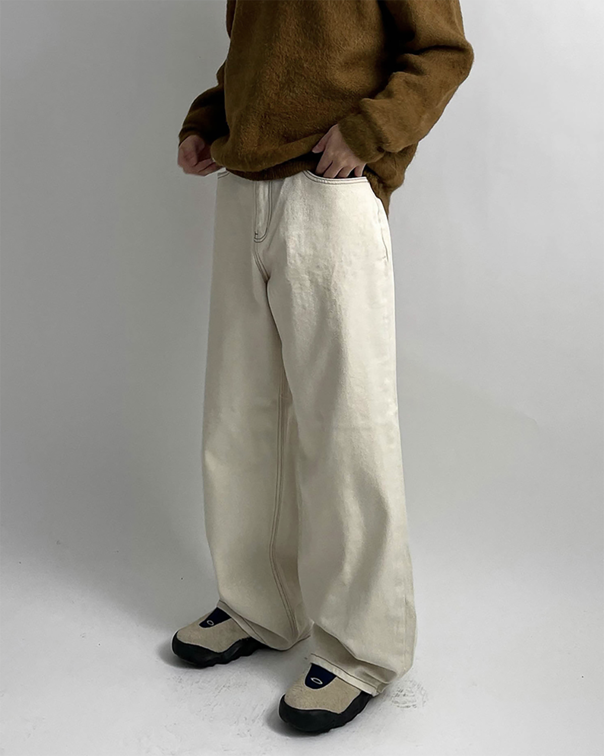 Herringbone wide cotton pants (2C)