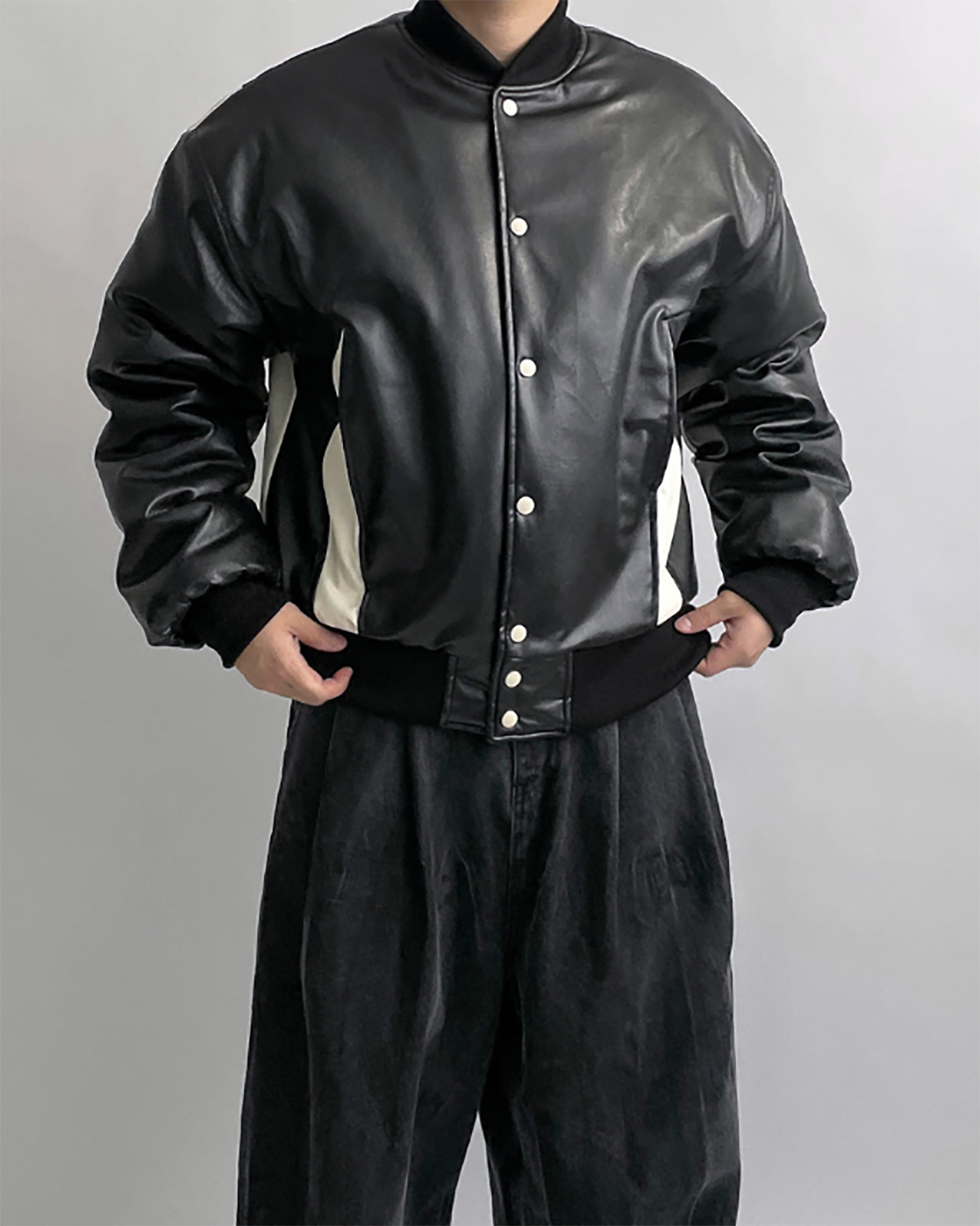 Line leather jumper (1C)