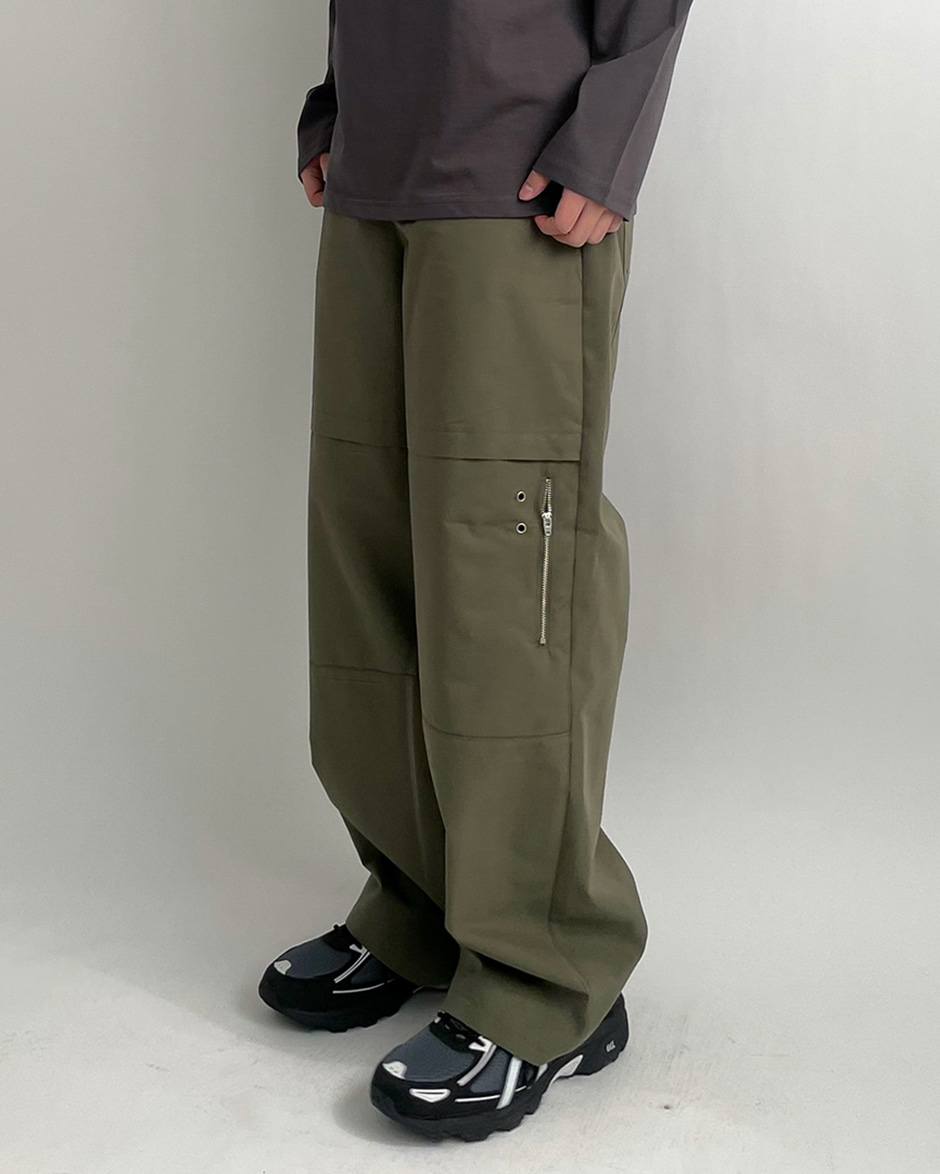 Line pannel cargo zip-pocket pants (3C)