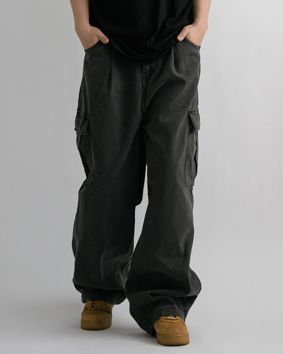 Dyeing tuck bizo cargo pants (4C)