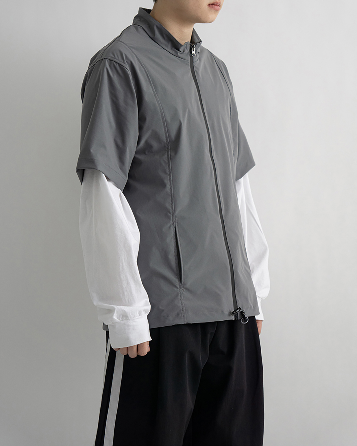 Line half neck shirt zip-up (3C)