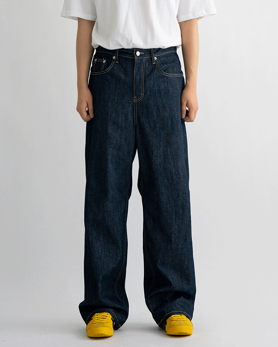 B straight blue denim pants (1C)