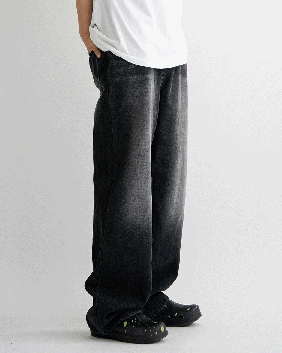 Brush black denim pants (1C)