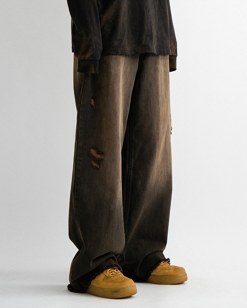 Vintage brown denim pants (1C)