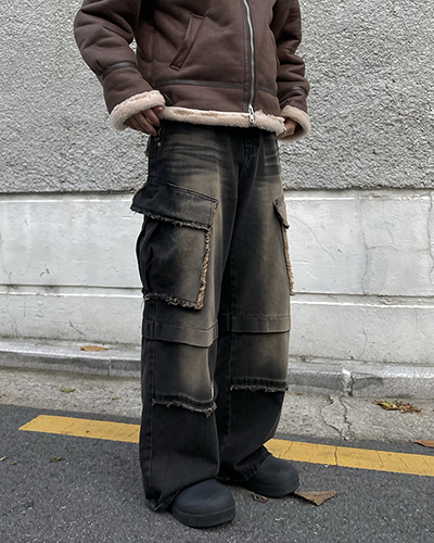 Frank cutted cargo denim pants (2C)