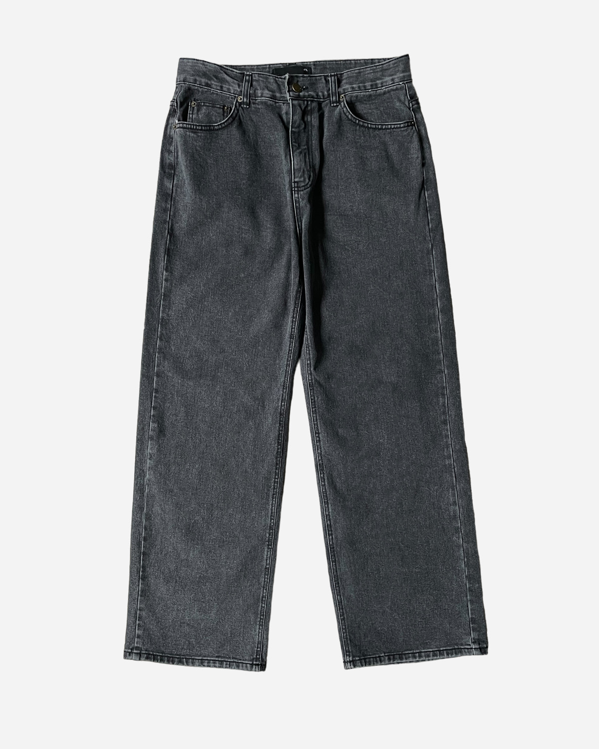 Long black washed denim pants (1C)