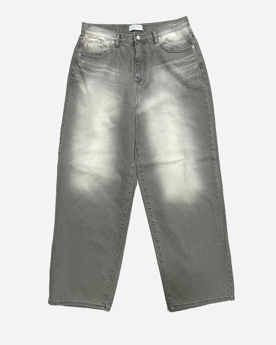 Wide tin grayish denim pants (1C)
