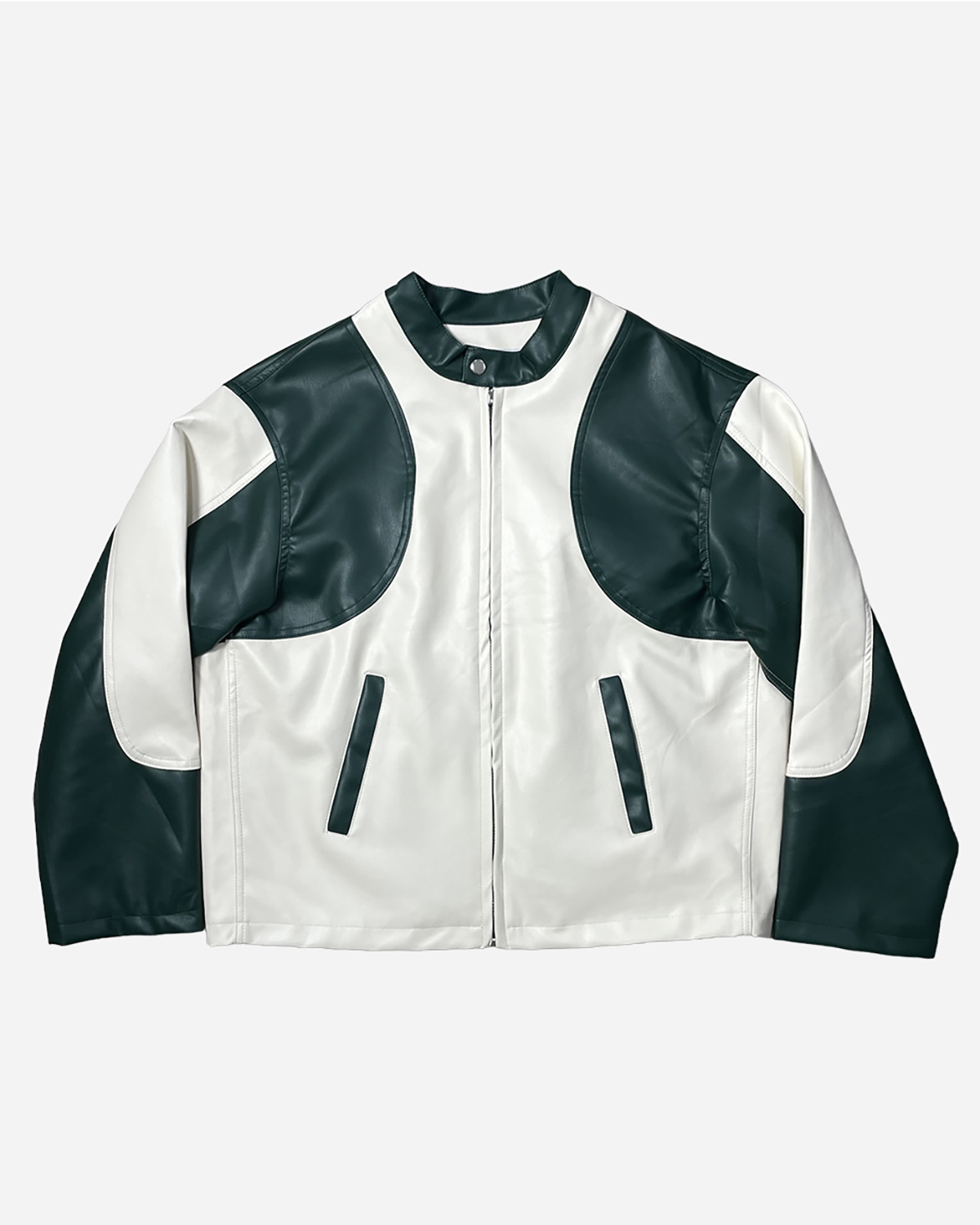 Leather round racer jacket (3C)