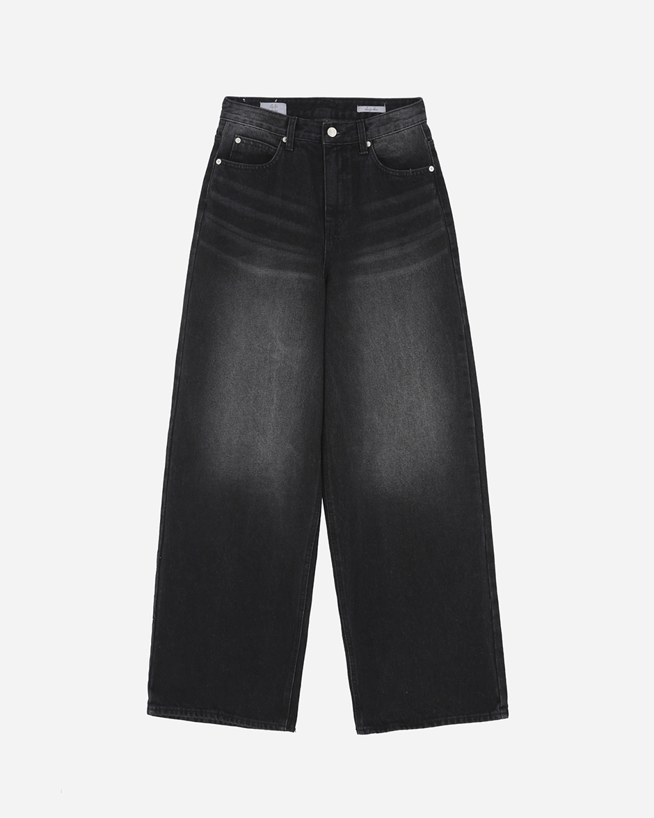 Point brush black denim pants (1C)