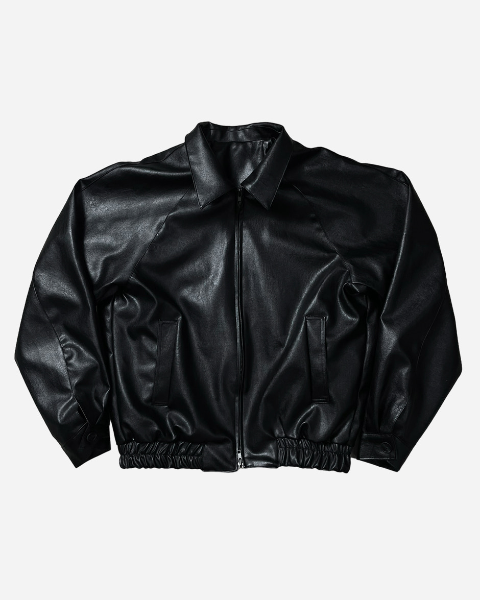 Raglan collar leather jacket (3C)