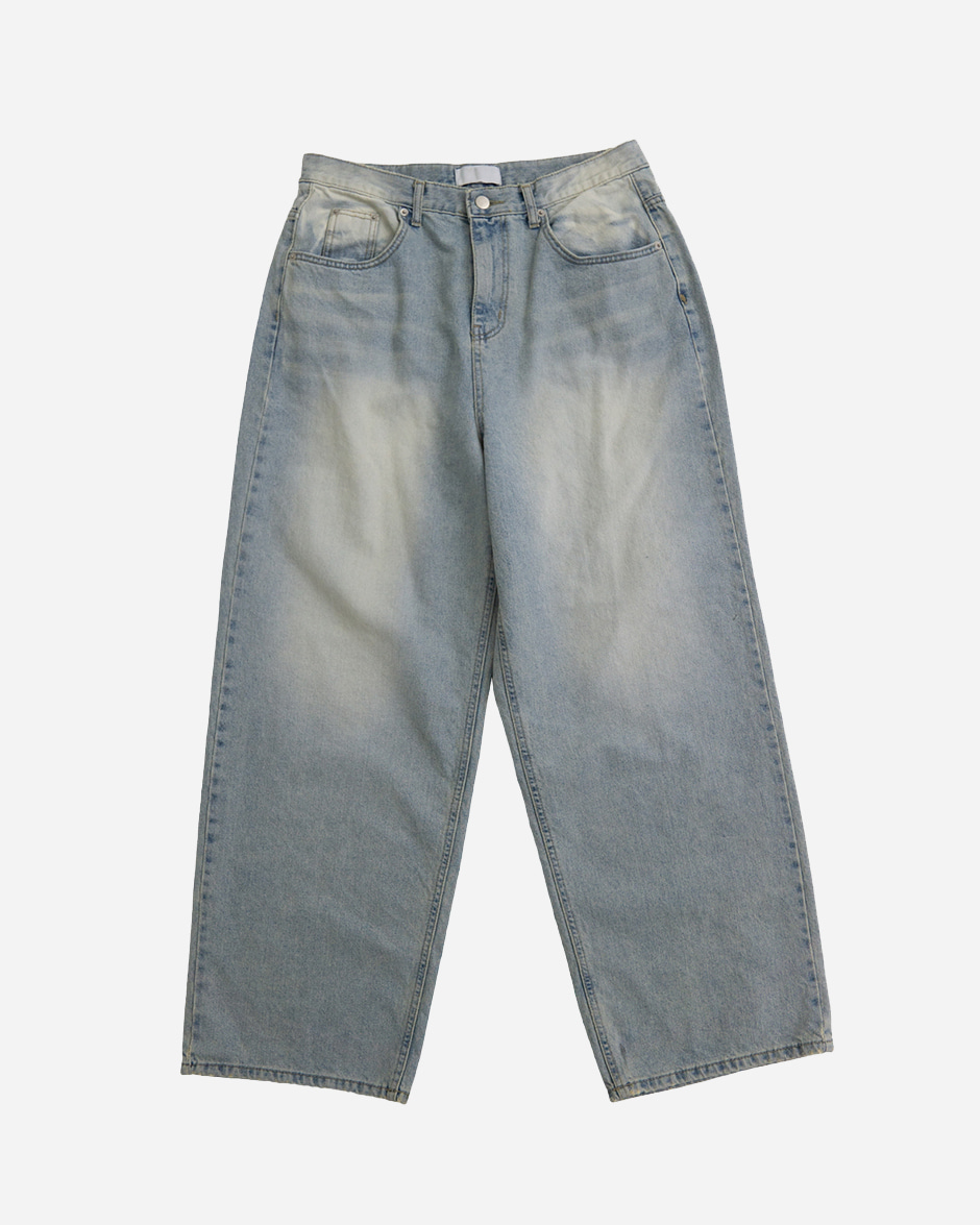 Soft tin washed blue denim pants (1C)