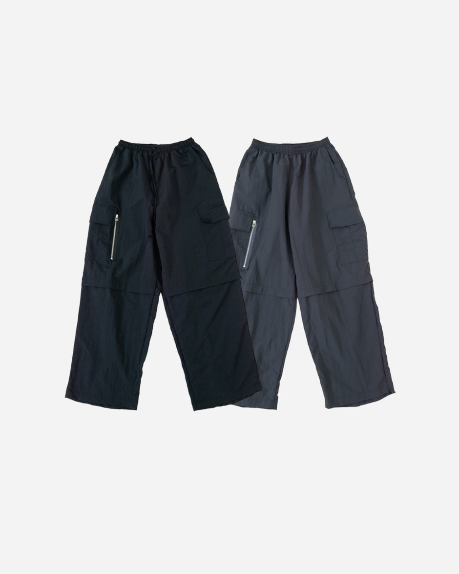 Back zip nylon cargo pants (2C)