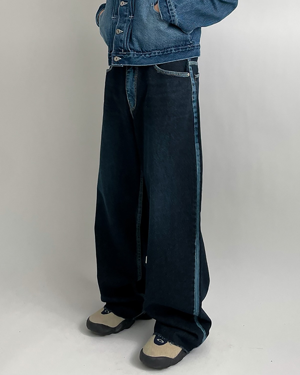 Reverse line blue denim pants (1C)