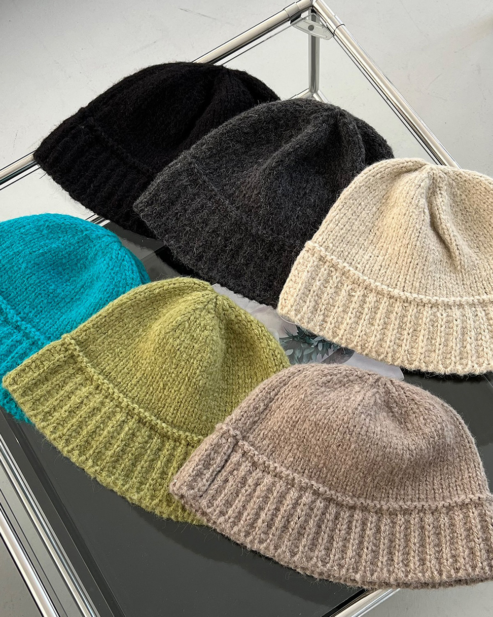 Alpaca knit bucket hat (6C)