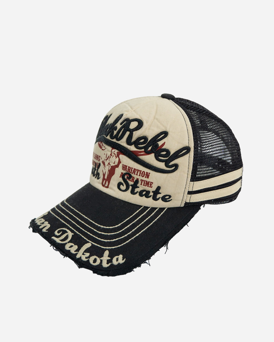 Black vintage mesh trucker cap (1C)