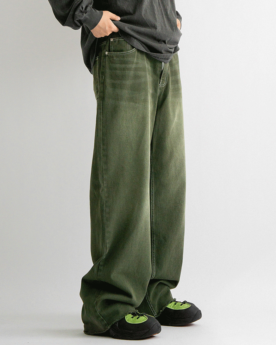 Vintage khaki denim pants (1C)