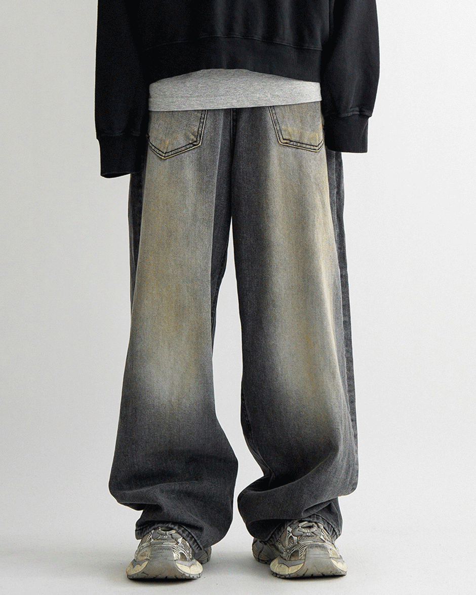 Backwards washed denim pants (2C)